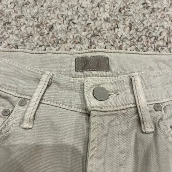 Mother The Insider Ankle Fray Jeans Sz 25 Chalk It Up Denim Casual Ivory - Picture 2 of 10